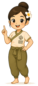 Khun Nuad character standing with raised finger, explaining